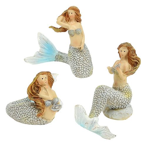 Deco figūrėlė undinė mėlyna 6cm - 9,5cm 3vnt