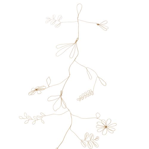 daiktų Metalinė gėlių dekoracijos girlianda, viela gėlių vainikui, vasarinė dekoracija, sienų dekoracija, auksinė, 110 cm