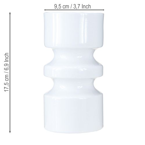 daiktų Metalinė gėlių vaza kreminės baltos spalvos emaliu Ø9cm H17,5cm