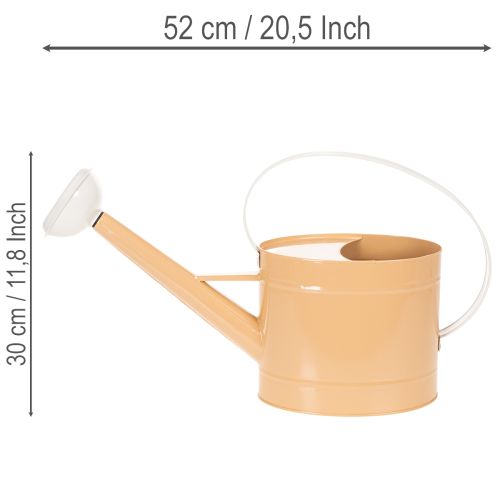 Metalinis dekoratyvinis laistytuvas, vintažinio stiliaus, šviesiai rudos spalvos, 52,5 cm - vazonas stalo dekoravimui ir vasaros dekoravimui | Floristik24.lt