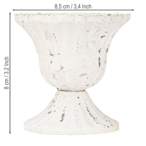 Floristik24 Metalinis dekoratyvinis puodelis Small Shabby Chic White Ø8,5cm H8cm 2vnt