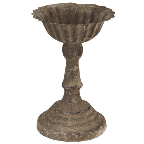 daiktų Metalinis dekoratyvinis dubuo ant kojos taurė senovinė pilka ruda Ø12cm H18cm