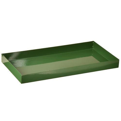 Metalinis dekoratyvinis padėklas, stačiakampis, žalias, 30 × 15 cm