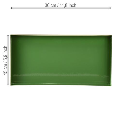 daiktų Metalinis dekoratyvinis padėklas, stačiakampis, žalias, 30 × 15 cm