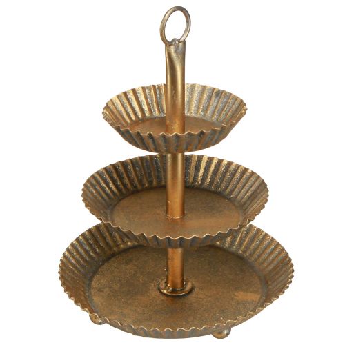 Floristik24 Metalinis etagere 3 pakopų auksinis senovinis senovinis Ø17cm H23cm