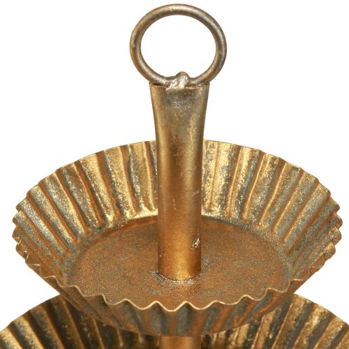 Floristik24 Metalinis etagere 3 pakopų auksinis senovinis senovinis Ø17cm H23cm