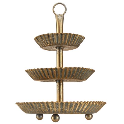 Floristik24 Metalinis etagere 3 pakopų auksinis senovinis senovinis Ø17cm H23cm