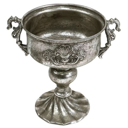 Floristik24 Antikvarinė sidabro spalvos metalinė taurė Ø18cm H30cm