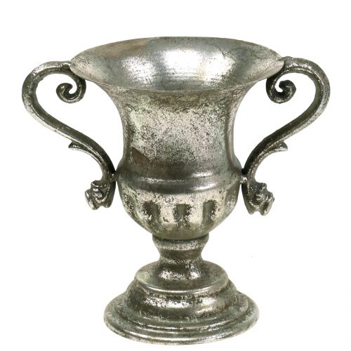 Floristik24 Metalinis puodelis, senovinės išvaizdos, sidabrinis Ø12,5cm H16,5cm