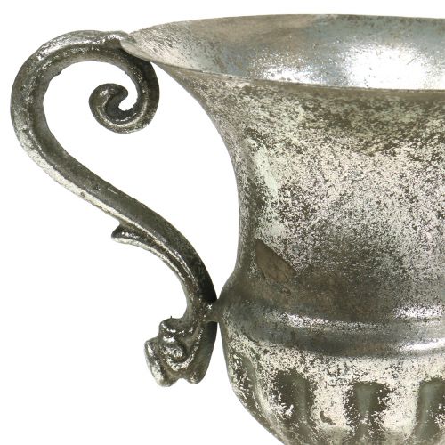 Floristik24 Metalinis puodelis, senovinės išvaizdos, sidabrinis Ø12,5cm H16,5cm