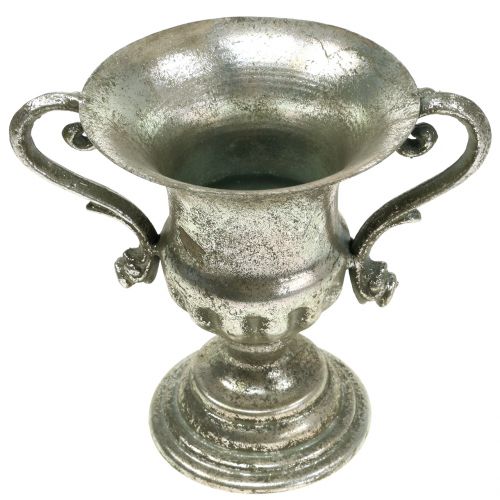 Floristik24 Metalinis puodelis, senovinės išvaizdos, sidabrinis Ø12,5cm H16,5cm