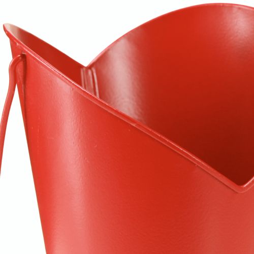 daiktų Metalinė vazono širdies puošmena su rankena raudona Ø12cm H15/9cm