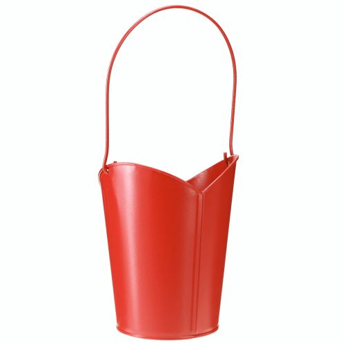daiktų Metalinė vazono širdies puošmena su rankena raudona Ø12cm H15/9cm