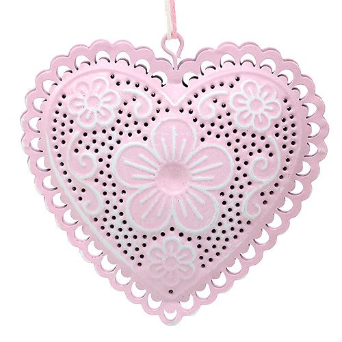 daiktų Metalinė kabykla širdelė balta, rožinė 8,5cm 6vnt