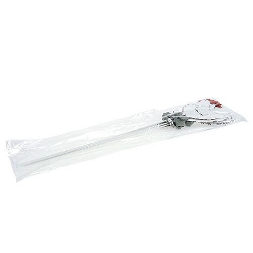 Floristik24 Metalinė vištiena ant pagaliuko balta 16cm 6vnt