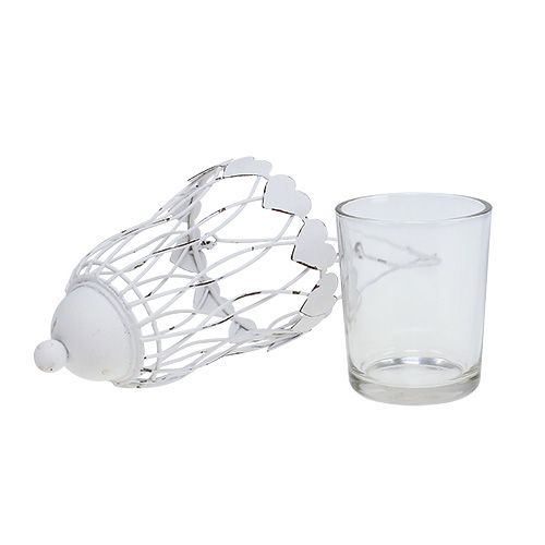 Floristik24 Metalinis žibintas Ø7,5cm H12cm baltas