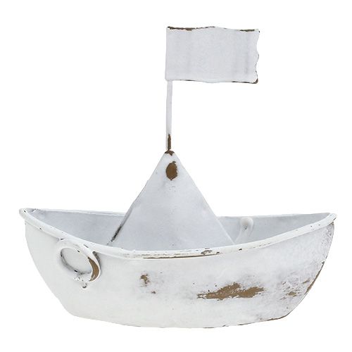 Floristik24 Metalinė valtis balta 11cm x 10cm 1vnt