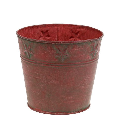 Metalinis kibiras raudonas su žvaigždutėmis Ø15cm H13cm | Floristik24.lt