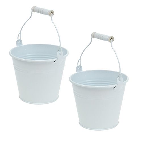 Metalinis kibiras baltas Ø10cm H8cm 10p | Floristik24.lt