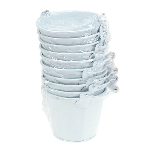 Metalinis kibiras baltas Ø10cm H8cm 10p | Floristik24.lt