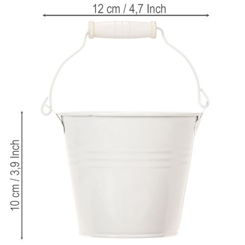 Metaliniai kibirai, balti, Ø12cm, A10cm, 8 vnt. | Floristik24.lt