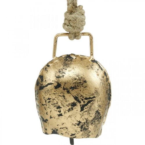 Floristik24 Pakabinami varpai, mini karvių varpeliai, kaimo namas, metaliniai varpai auksiniai, senovinė išvaizda 7 × 5 cm 12 vnt.