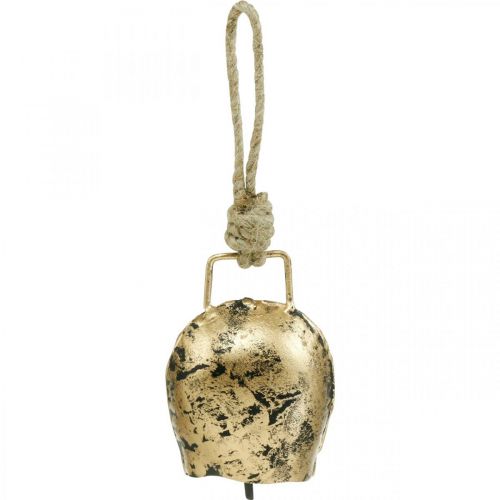Floristik24 Pakabinami varpai, mini karvių varpeliai, kaimo namas, metaliniai varpai auksiniai, senovinė išvaizda 7 × 5 cm 12 vnt.