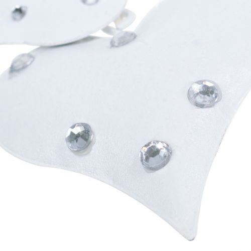 Floristik24 Metalinis kabyklos paukščių lizdas su širdelėmis baltas 18cm 3vnt