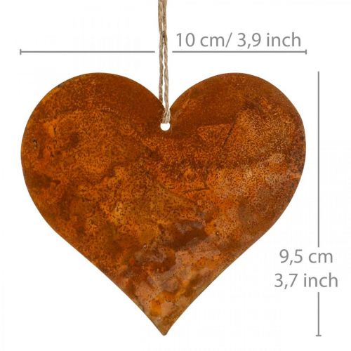 Floristik24 Širdelės pakabinti rudeninės metalinės dekoracijos patina 9,5×10cm 12vnt