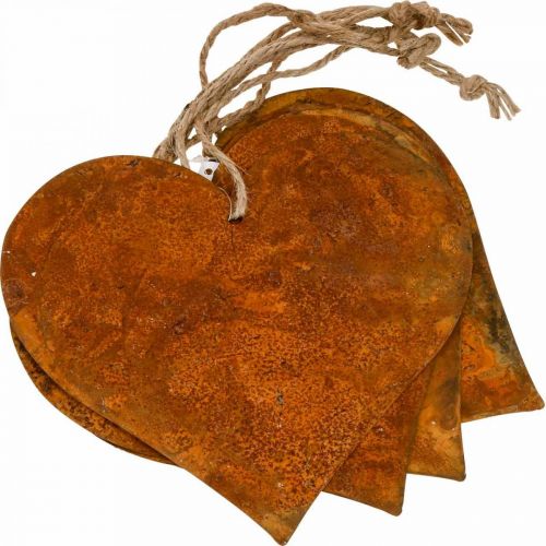 daiktų Metalinės širdelės, dekoratyviniai pakabukai, rūdžių apdaila 19×20 cm 4 vnt