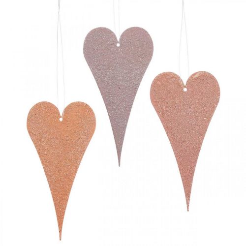 daiktų Pakabinamos dekoratyvinės širdelės, skirtos pakabinti oranžinė/violetinė 15cm 6 vnt