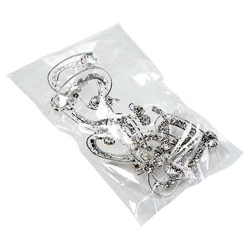 Floristik24 Metalinės širdelės sidabrinės 3cm 6vnt