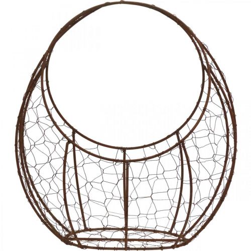 daiktų Vielinis krepšelis Metalinis sėjamosios spyruoklinis papuošimas Velykų krepšelis Ruda Patina H34cm L30cm
