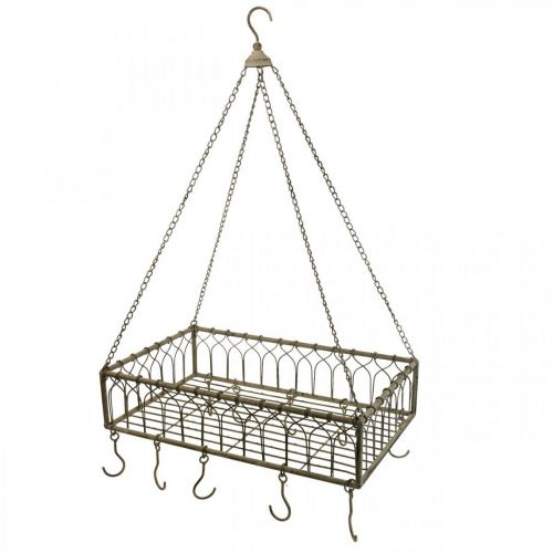 Floristik24 Kvadratinis metalinis krepšelis su kabliu pakabinamu dekoravimu metalinis 50x30,5x12,5cm