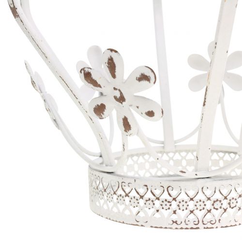 Floristik24 Metalinė karūnėlė antikvarinė balta Ø17cm H21cm