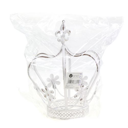 Floristik24 Metalinė karūnėlė antikvarinė balta Ø17cm H21cm