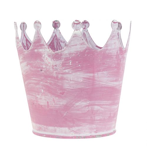Floristik24 Metalo karūnėlė rožinė skalbta balta Ø10cm H9cm 6vnt