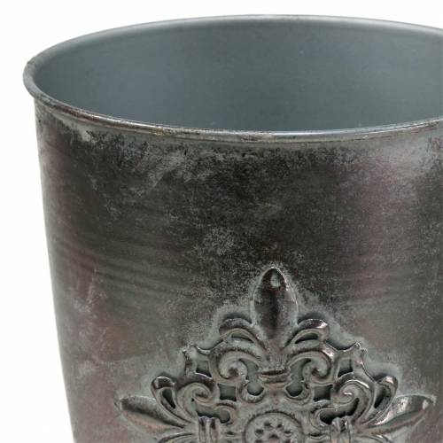Floristik24 Dekoratyvinė metalinė taurė su ornamentu sidabro pilka Ø16.5cm H31cm