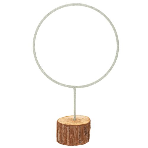 Dekoratyvinis metalinis žiedas ant medinio stovo stalo dekoravimui, 43 cm pirkti | Floristik24.lt