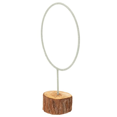 Dekoratyvinis metalinis žiedas ant medinio stovo stalo dekoravimui, 43 cm | Floristik24.lt