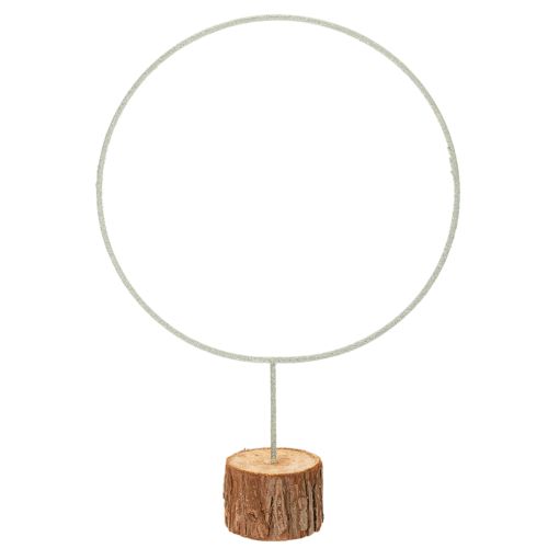 Dekoratyvinis apvalus žiedas ant medinio pagrindo, metalinis, džiovintoms gėlėms, 52 cm pirkti | Floristik24.lt