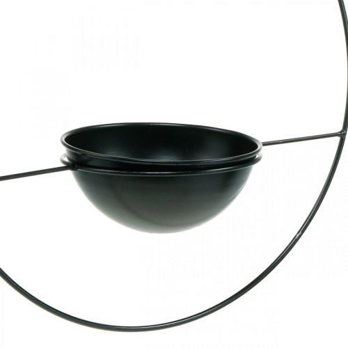 daiktų Vazonas pakabinti juodą metalinį žiedą Ø38cm su dubuo Ø15cm