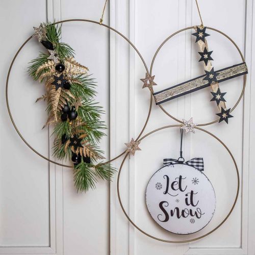 Metalinis žiedo dekoro žiedas Scandi žiedas deco kilpa auksinis Ø25cm 4vnt