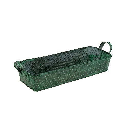 Floristik24 Kvadratinis metalinis dubuo žalias 30cm x 11cm H6cm