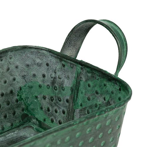 Floristik24 Kvadratinis metalinis dubuo žalias 30cm x 11cm H6cm