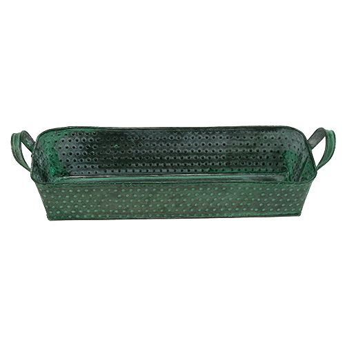 Floristik24 Kvadratinis metalinis dubuo žalias 30cm x 11cm H6cm