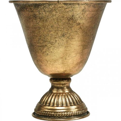 daiktų Metalinis dubuo taurė metalinė dekoracija auksinė senovinė išvaizda H16cm