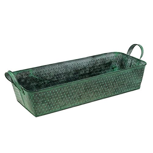 Floristik24 Kvadratinis metalinis dubuo 36cm x 15cm H8cm žalias