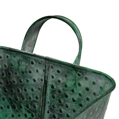 Floristik24 Kvadratinis metalinis dubuo 36cm x 15cm H8cm žalias