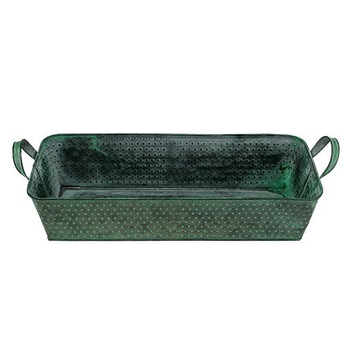 Floristik24 Kvadratinis metalinis dubuo 36cm x 15cm H8cm žalias
